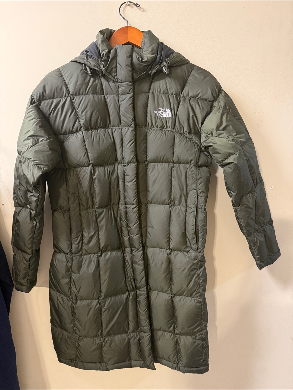 The North Face Women Olive Green Long Puffer Jacket Size S